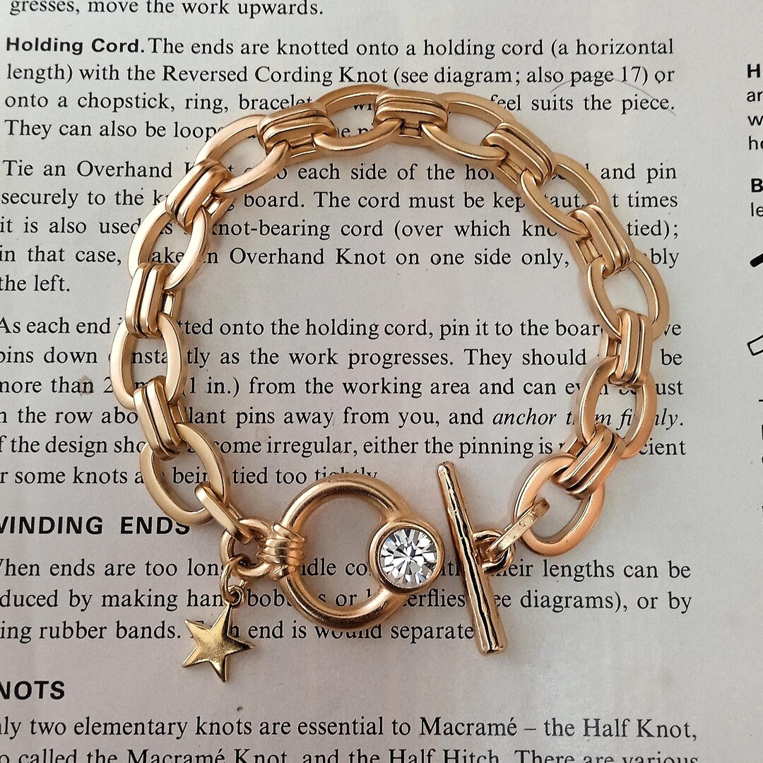 Gold Chain Bracelet, Gold Bracelet With Toggle Clap, Statement Bracelet ...