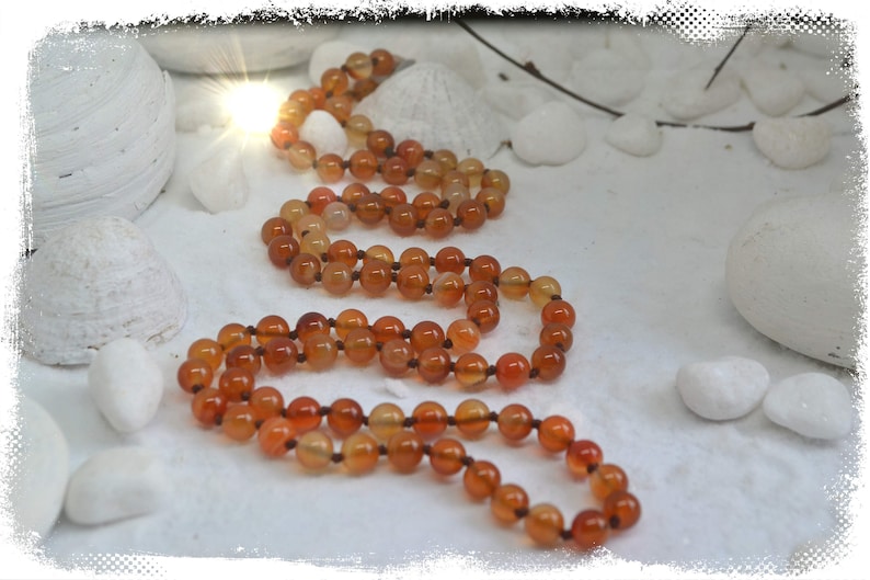 Carnelian long knotted necklace gemstone necklace healing necklace boho womens girls gift