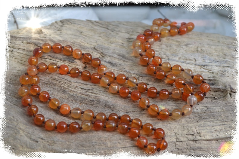 Carnelian long knotted necklace gemstone necklace healing necklace boho womens girls gift
