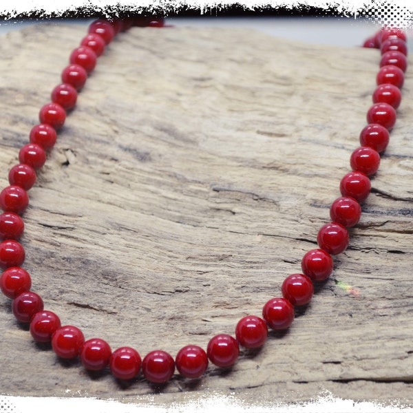 Red shell pearl necklace bright red necklace everyday wear red shell pearls sterling silver women gift