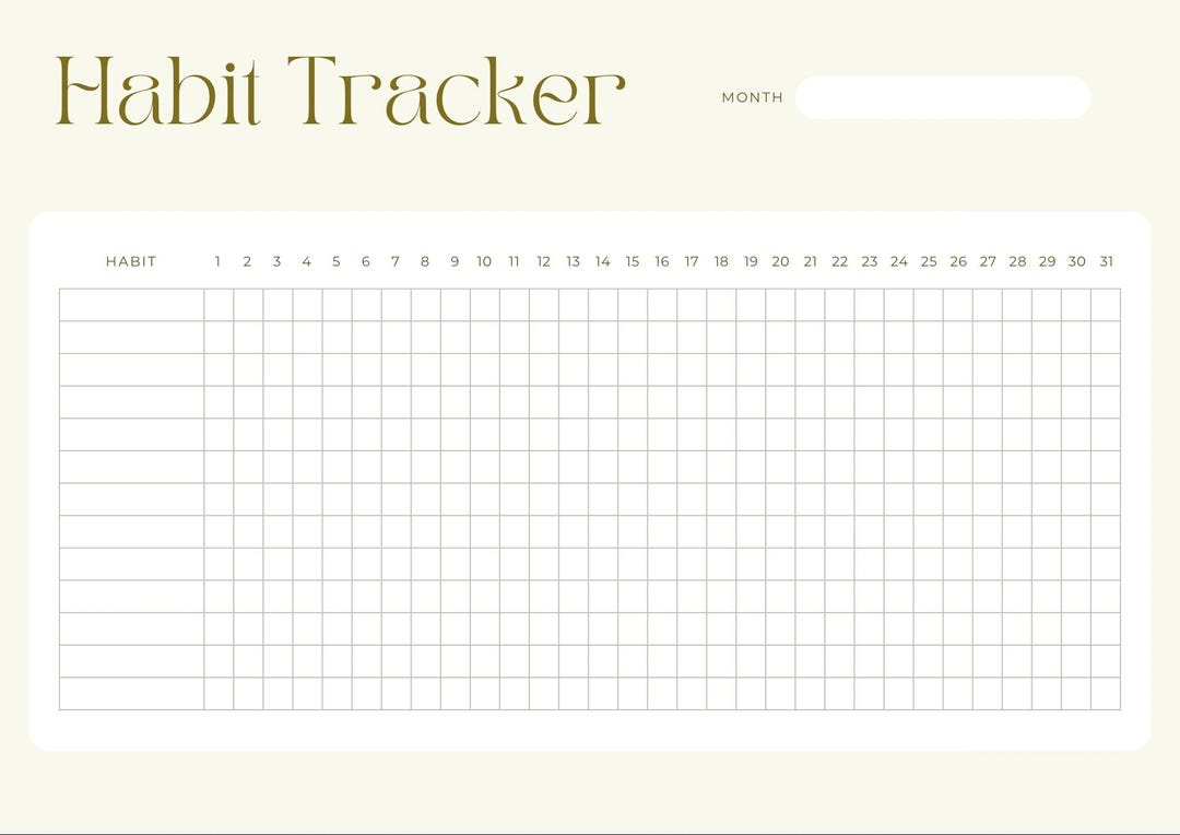 Minimalist Monthly Habit Tracker | Printable Digital Download - Etsy