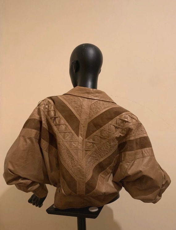 Unique 80s Vintage Batwing Leather Jacket