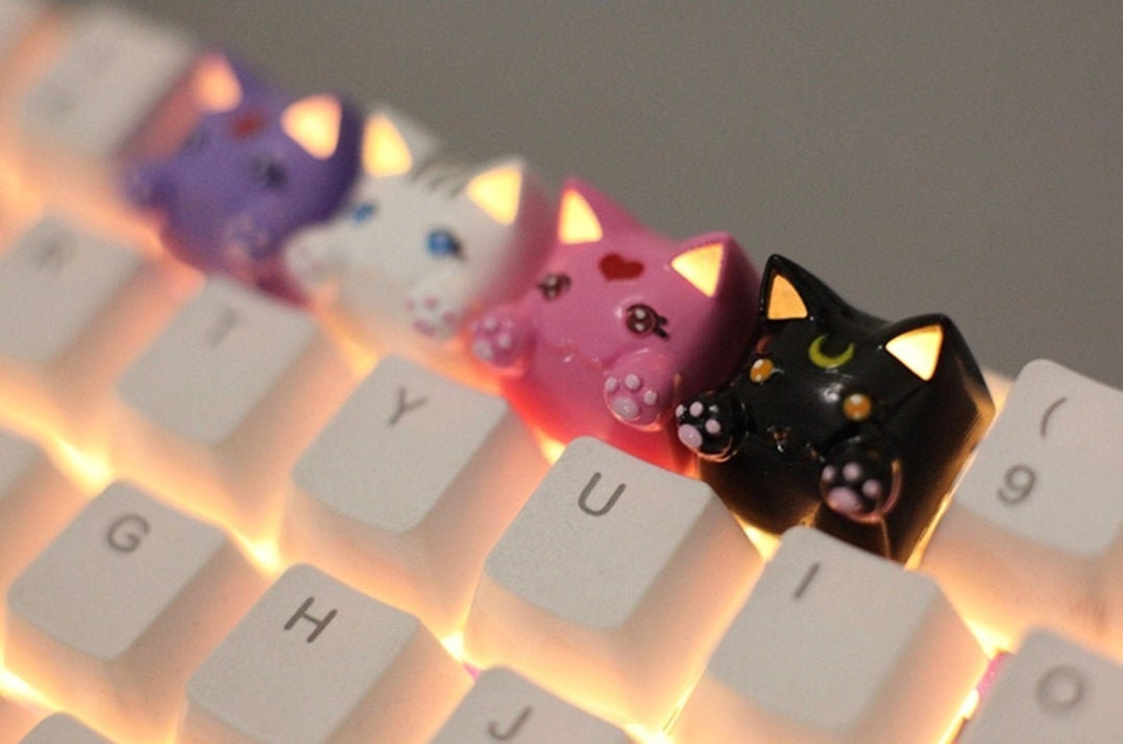 Luna Cat Keycaps Artisan Keycaps Handmade Keycap Etsy