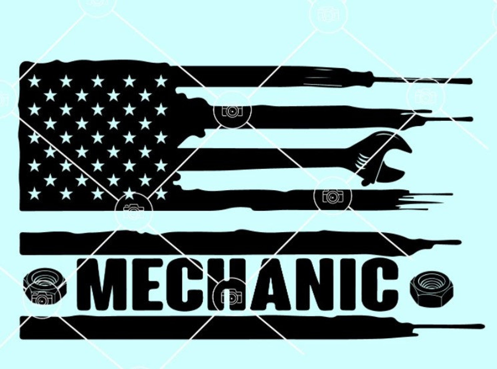 Mechanic flag dxf Mechanic flag of tools svg USA mechanic | Etsy