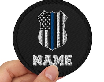 Personlig polislapp Anpassad USA Tunn blå linjelapp Polisbekämpning Namnlapp Amerikansk flagga Broderad lapp