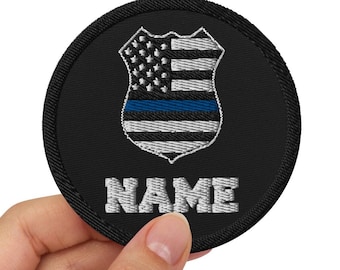 Personlig polislapp namn tunn blå linjelapp anpassad brottsbekämpande lapp amerikansk flagga broderad lapp