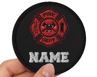 Toppa personalizzata per pompieri Toppa ricamata per vigili del fuoco con croce maltese di salvataggio dei vigili del fuoco personalizzata con nome dei vigili del fuoco