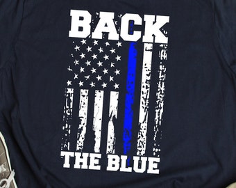 Volver a la camisa azul, camiseta de policía de apoyo, camiseta fina de reconocimiento de aplicación de la ley de Línea Azul, camiseta de respaldo del traje azul