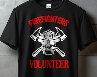 Brandweerlieden vrijwilliger shirt vrijwillige brandweerman cadeau brandbestrijding brandweerman T shirt brandweerman schedel T-shirt brandweer branden redding