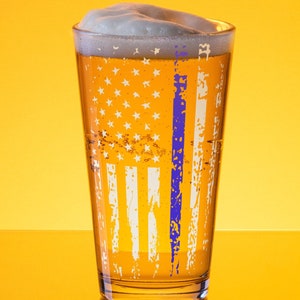 Police Glass Police Officer Beer Glass Police Gift Thin Blue Line American Flag Policeman Police Department Police Life