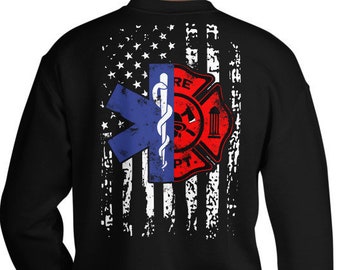 Emt Firefighter Sweatshirt Firefighter Emt American Flag Gift Shirt Ems Firefighter Sweatshirt Star of Life Fire Department Symbol Gift