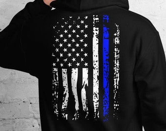 Police Hoodie Thin Blue Line Hoodie Police American Flag Hooded Sweatshirt Police Officer Shirt Police Gift Police Officer Gift USA