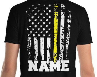 Dispatcher Shirt Name Personalisierte Distressed USA Flagge Dispatcher Geschenk Dünne gelbe Linie 911 T-Shirt Amerikanische Flagge Individuelle Dispatcher Geschenk