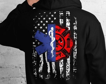 Men's VOLUNTEER FIREFIGHTER Black Hoodie Sweatshirt Sweater US Flag EMS Men's VOLUNTEER FIREFIGHTER Black Hoodie Sweatshirt Sweater US Flag EMS