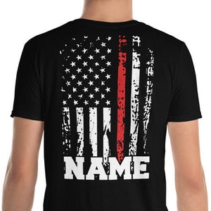 Personalized Firefighter Shirt Name Firefighter Gift Customized Thin Red Line Firefighter T-Shirt Firefighting TShirt