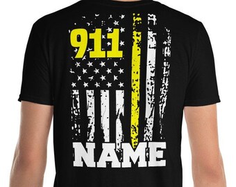 Dispatcher Shirt Name Personalisiertes Notdienst Distressed USA Flagge Dispatcher Geschenk Dünne gelbe Linie T-Shirt Amerikanische Flagge Kundenspezifische Dispatcher Geschenk