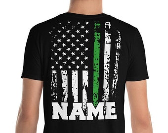 Camicia personalizzata Park Ranger Camicia personalizzata pattuglia di frontiera Regalo con nome linea verde sottile Regalo Park Ranger Regalo pattuglia di frontiera