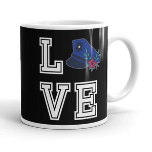 Police Wife Mug Police Officer Wife Gift Wife of Policeman Love Police Gift Police Love Coffee Mug Police Hat Flower Mug Thin Blue Line