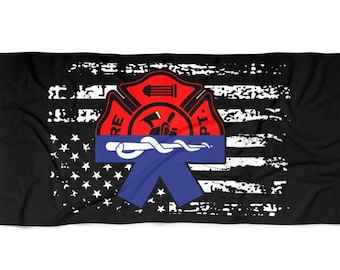 Firefighter Emt Beach Towel Emt Firefighter Towel American Flag Ems Fireman Towel Firefighter Gift Fireman Towel Fireman Gift