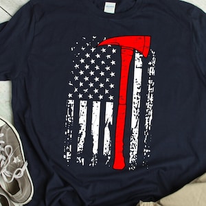 Chemise de pompier Tshirt patriotique de pompier Drapeau américain Hache de pompier Cadeau de pompier Tshirt de pompier Service d&#39;incendie Service d&#39;incendie