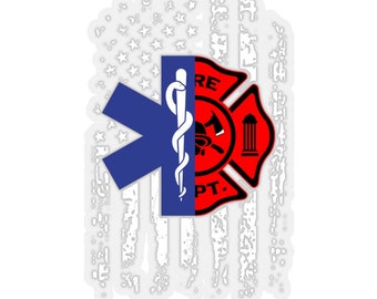 Emt Firefighter Sticker Firefighter Emt Decal American Flag Ems Firefighter Sticker Star of Life Fire Department Symbol Bumper Sticker