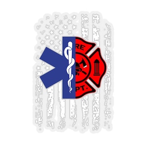 Emt Firefighter Sticker Firefighter Emt Decal American Flag Ems Firefighter Sticker Star of Life Fire Department Symbol Bumper Sticker