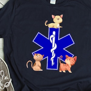 Ems Cat Shirt Cat Lover Emt TShirt Cat Lover Emt Gift Paramedic Star of Life Cat T-Shirt Emt Gift for Cat Lovers Ems Cat Gift