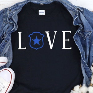 Love Police Shirt Women's Police TShirt Police Gift for Women Back the Blue Female Police Officer TShirt Female Police Officer T Shirt