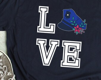 Policía esposa camisa oficial de policía esposa regalo esposa de policía amor policía regalo policía chica camiseta policía sombrero flor camiseta delgada línea azul