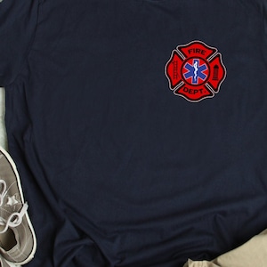 EMT Firefighter Shirt Firefighter EMT Firefighter Ems Gift T-Shirt EMT Fireman TShirt Star of Life Fire Department Symbol Two-Sided Print