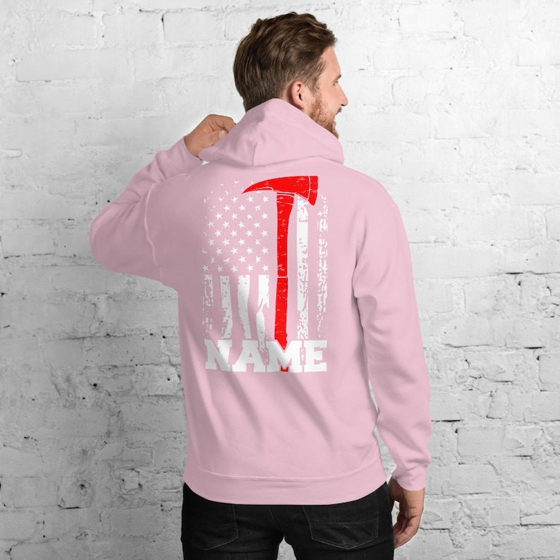 Personalized Firefighter Hoodie Customized Firefighter Gift Thin Red Line Fire Axe Firefighter Name Hoodie Firefighting Hoodie image 9