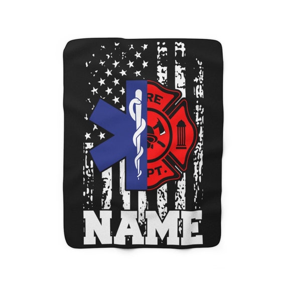 Personalized Firefighter EMT Blanket Customized Firefighter EMS