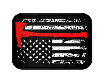 Firefighter Bath Mat Fireman Bath Mat Fire Axe American Flag Gift Patriotic Firefighter Bath Mat Fire Department Fire Service Gift