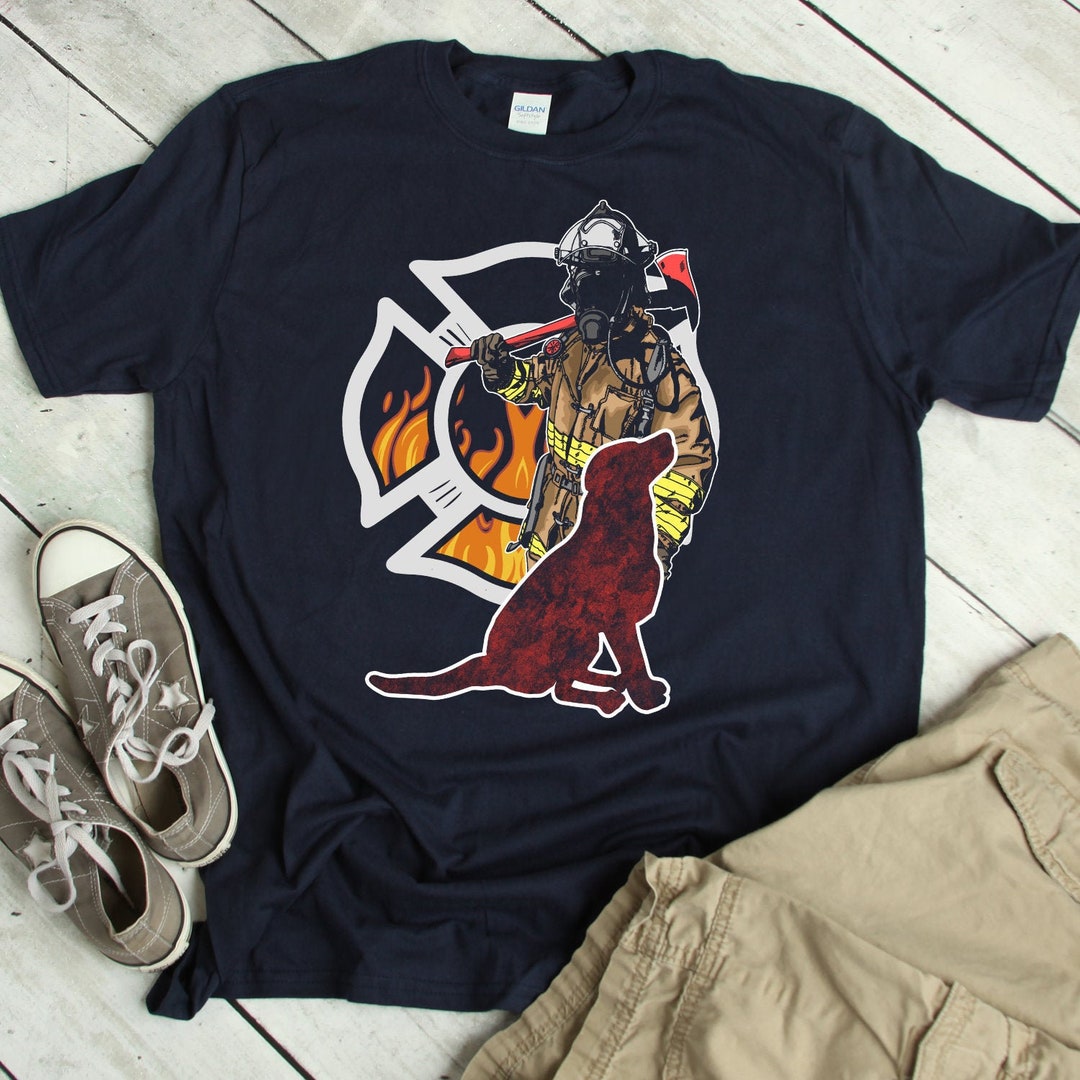 Firefighter Dog Shirt Dog Lover Tshirt for Firefighters Dog Lover Gift ...