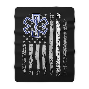 Emt Blanket Ems Blanket Paramedic Blanket Patriotic Emt Sherpa Fleece Blanket Emt Living Emt Gift Ems Gift Paramedic Living Room Gift
