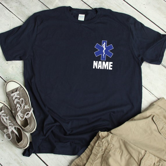 EMT Shirt Personalized EMS T-Shirt Name Paramedic Gift Star of Life Customized T Shirt Emergency Service
