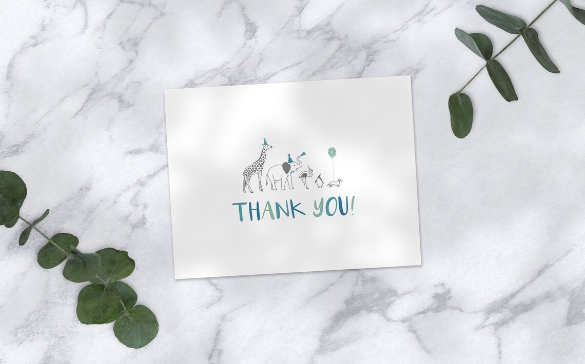 Animal Parade Drive Thru Baby Shower Thank You Card Baby Boy Etsy