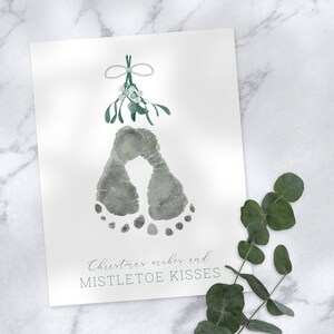 Baby Footprint Art Keepsake - Kerstwensen en Maretak Kusjes - Baby Kerstcadeau 2020
