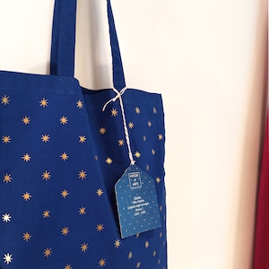 Giotto Starry Sky Gold & Blue Cotton Tote Bag // Gold Print Organic Cotton Tote Bag // Giotto, Starry Sky, Scrovegni Chapel