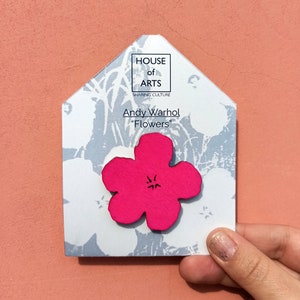 Andy Warhol - Flowers // Hand painted Birch Wood Brooch // Nickel-free // Pop Art Pin