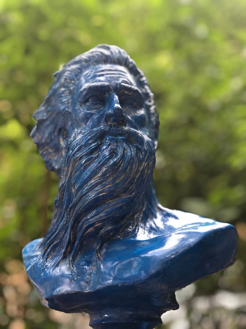 Large Greek Sculpture Statue Blue Poseidon Bust Statue Greek Etsy