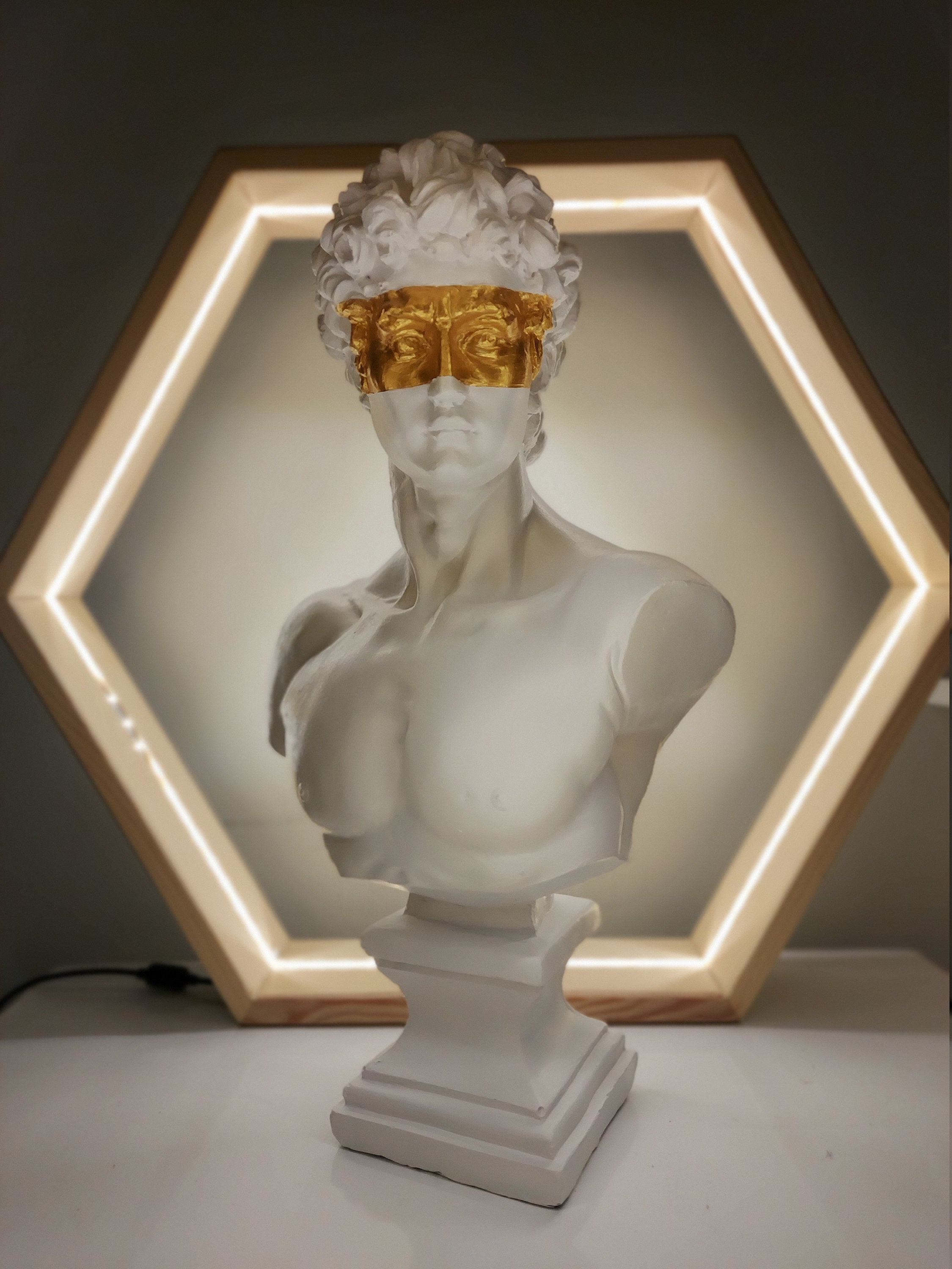 Large David Sculpture Statue Gold David Bust Statue Bust Etsy