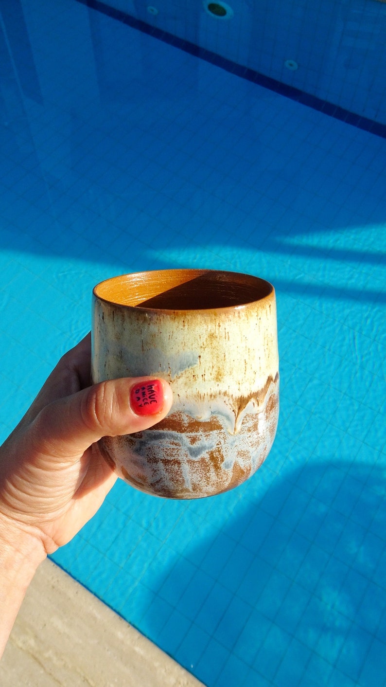 Ceramic Wine Glass Stemless Wine Glass Ceramic Wine Cup Etsy