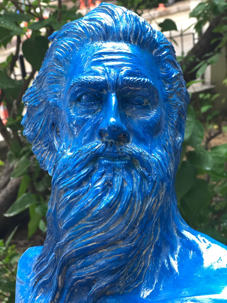 Large Greek Sculpture Statue Blue Poseidon Bust Statue Greek Etsy