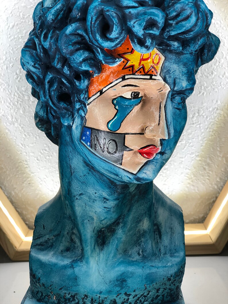David Bust Statue David oceanic Pop Art Pop Art Etsy