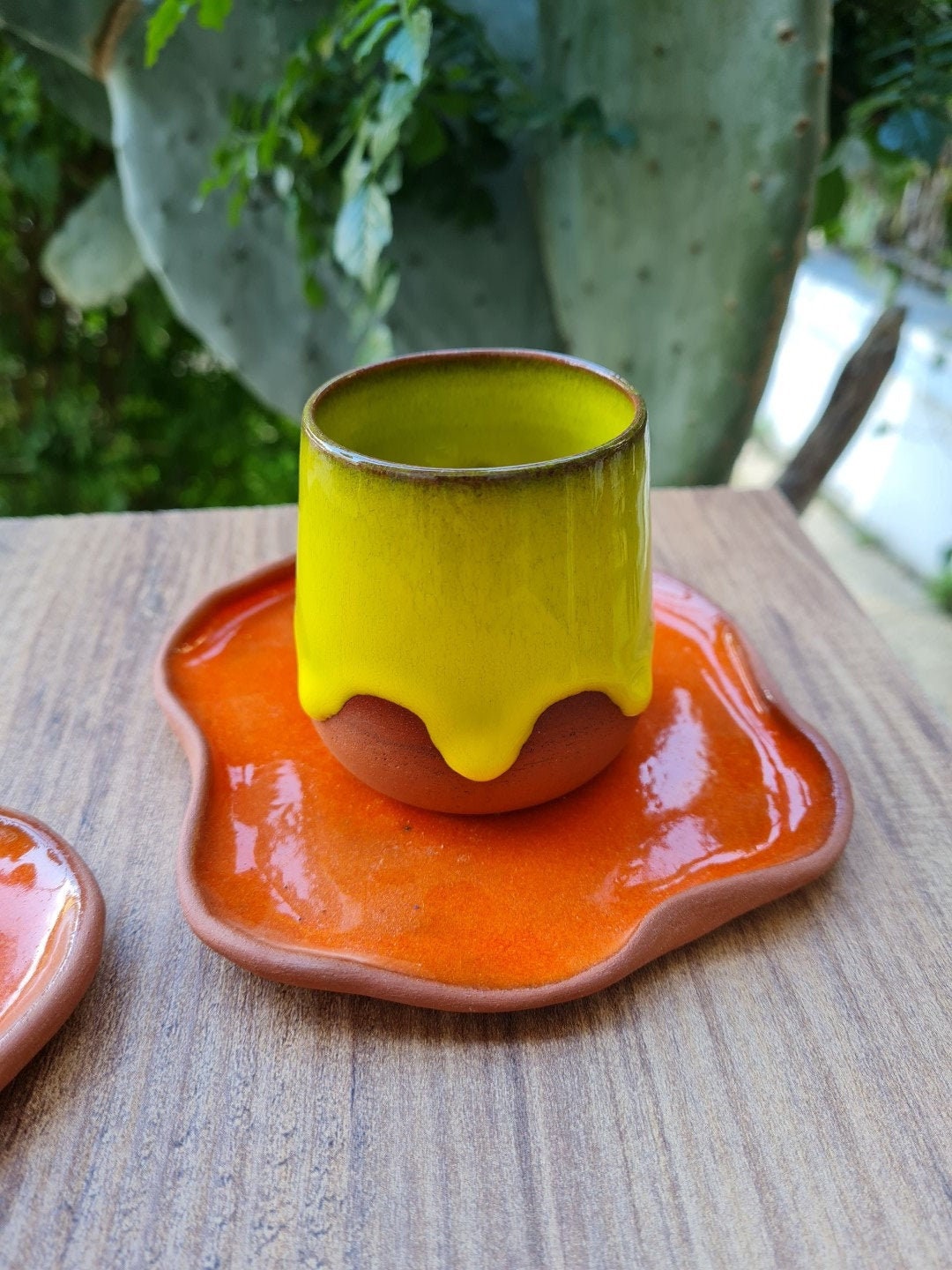 Ceramic Espresso Cup Yellow Espresso Cup and Saucer Handmade Etsy
