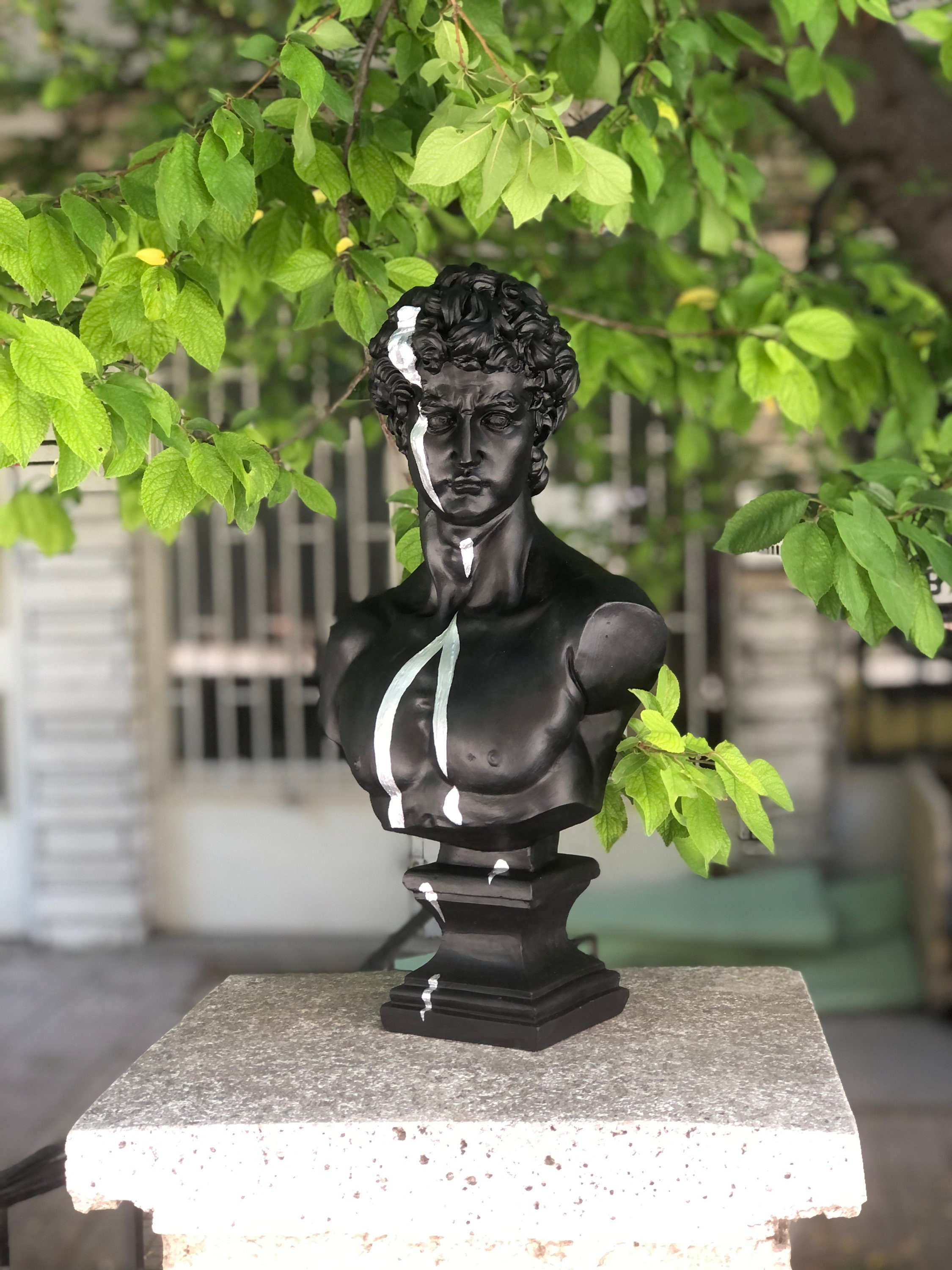 David Bust Statue Set Set of 2 David Busts Black Sculpture Etsy UK