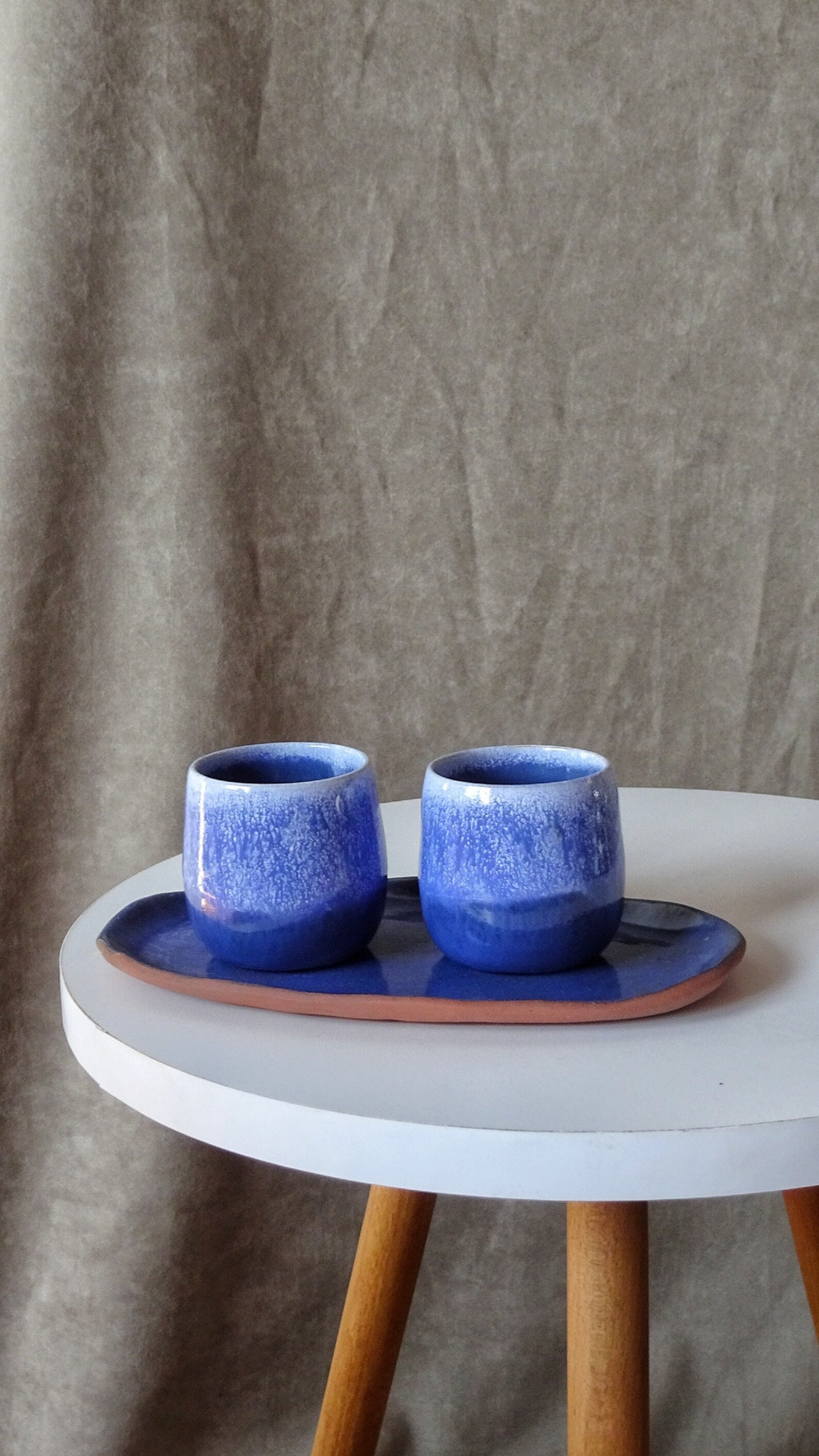 Ceramic Espresso Cup With Saucer in Blue. Unique Coffee Mug Etsy