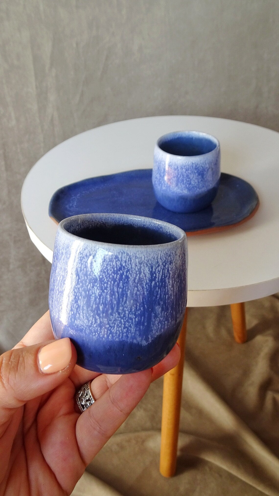 Ceramic Espresso Cup With Saucer in Blue. Unique Coffee Mug Etsy