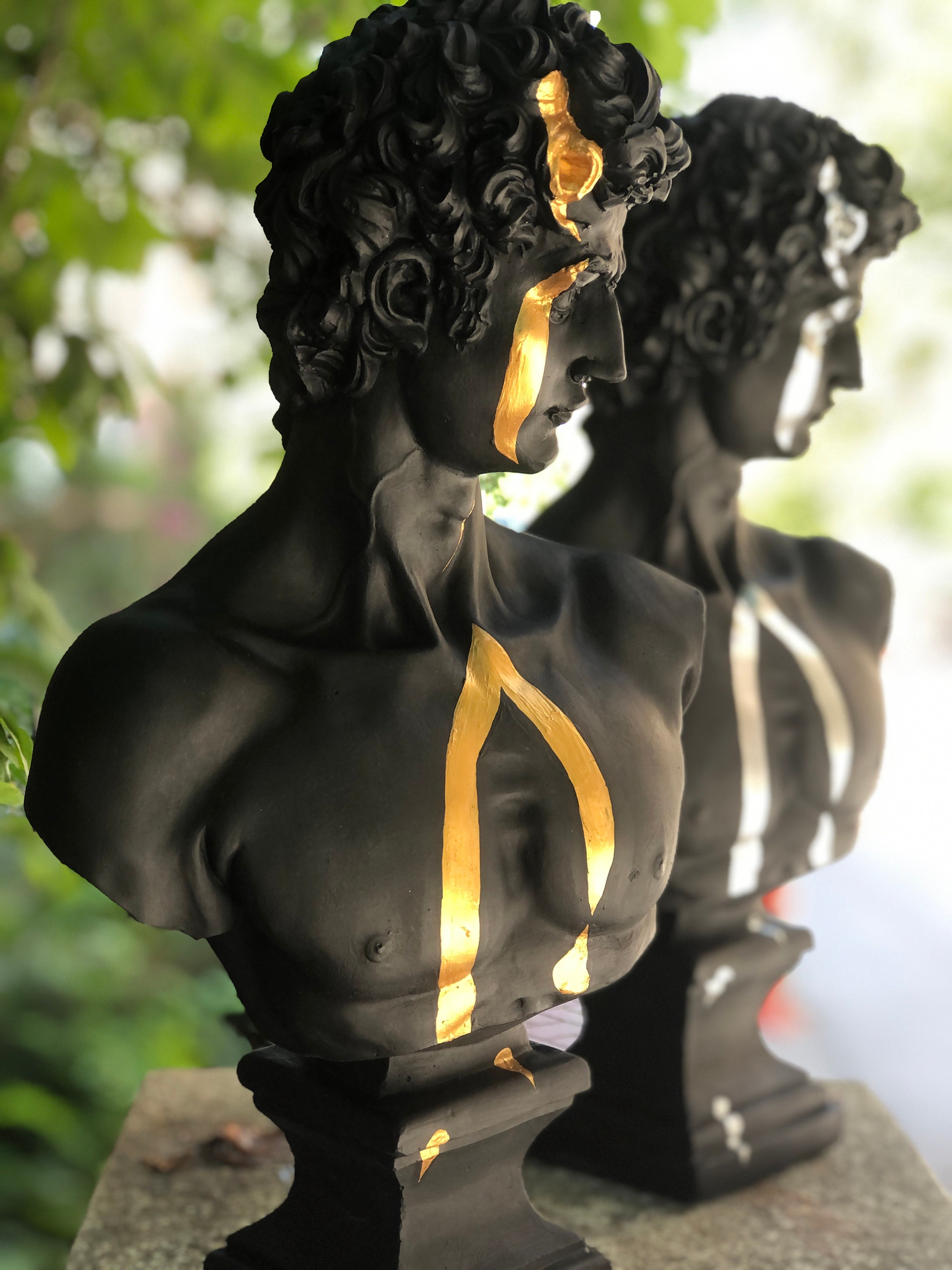 David Bust Statue Set Set of 2 David Busts Black Sculpture Etsy UK